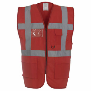 Veiligheidshesje met rits rood - M