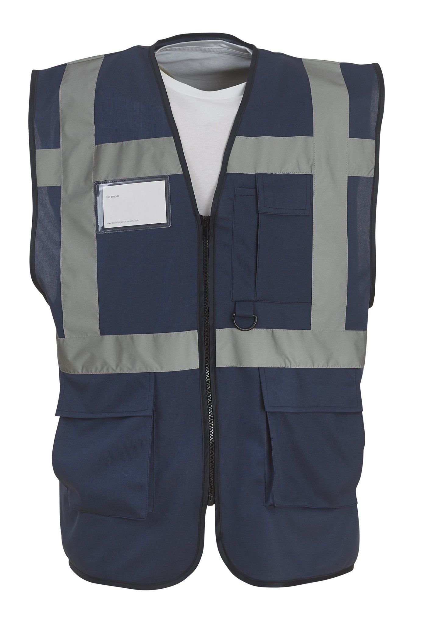Veiligheidshesje met rits navy - XL