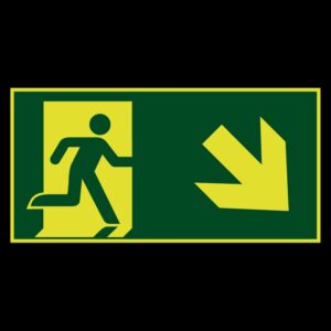 Nooduitgang naar rechts onder lichtgevend - 300 x 150 mm - Kunststof bord