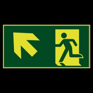 Nooduitgang naar links boven lichtgevend - 300 x 150 mm - Kunststof bord