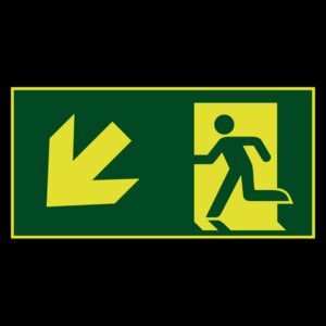 Nooduitgang naar links onder lichtgevend - 300 x 150 mm - Kunststof bord