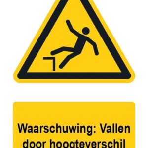 Waarschuwingsbord / sticker vallen door hoogteverschil met tekst - A5