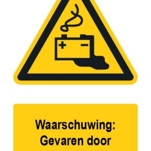 Waarschuwingsbord / sticker gevaar door laden van accu's met tekst - A3