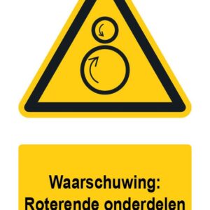 Waarschuwingsbord / sticker roterende onderdelen met tekst - A3