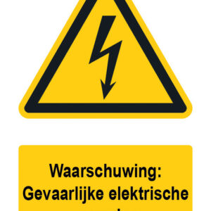 Waarschuwingsbord / sticker gevaarlijke elektrische spanning met tekst - A3