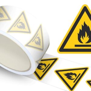 Waarschuwingssticker ntvlambare stoffen, op rol - 100 mm breed - 100 stickers