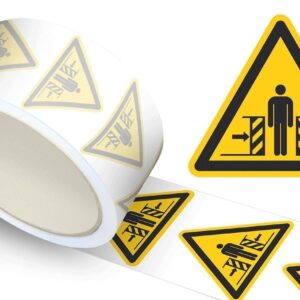 Waarschuwingssticker knelgevaar, op rol - 100 mm breed - 100 stickers