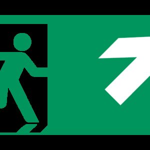 Nooduitgang naar rechts boven - 200 x 100 mm - Kunststof bord