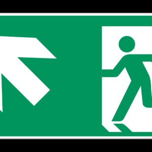 Nooduitgang naar links boven - 200 x 100 mm - Kunststof bord