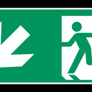 Nooduitgang naar links onder - 200 x 100 mm - Sticker