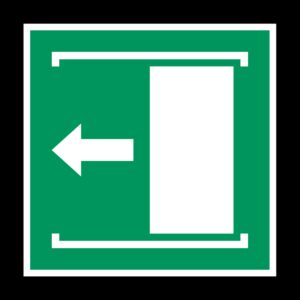 Deur naar links schuiven om te openen - 100 x 100 mm - Kunststof bord