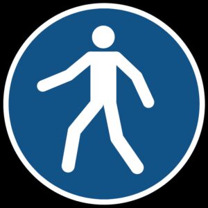 Verplicht doorgang voetgangers gebods- Ø 150 mm - Kunststof bord
