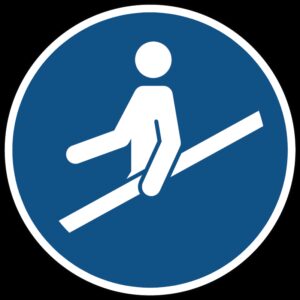 Hand aan de reling verplicht gebods- Ø 100 mm - Kunststof bord