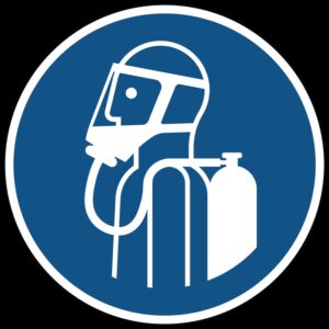 Gebruik autonoom ademhalingstoestel gebods- Ø 100 mm - Kunststof bord
