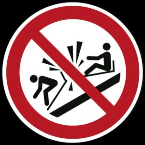 Verboden tegen de slee te botsen - Ø 100 mm - Kunststof bord