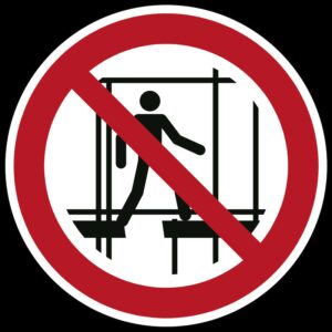 Verboden een onafgewerkte stelling te gebruiken - Ø 100 mm - Kunststof bord