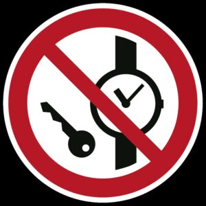 Kleine metalen voorwerpen verboden - Ø 200 mm - Kunststof bord