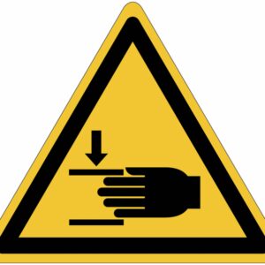 Het handbeklemming waarschuwingspictogram  - 100 mm breed - Kunststof bord