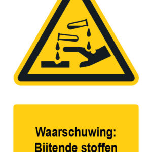Waarschuwingsbord / sticker brandende stoffen met tekst - A3