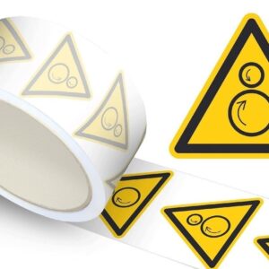 Waarschuwingssticker roterende onderdelen, op rol - 100 mm breed - 100 stickers