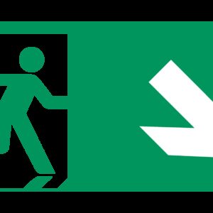 Nooduitgang naar rechts onder - 200 x 100 mm - Sticker