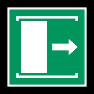 Deur naar rechts schuiven om te openen - 100 x 100 mm - Kunststof bord