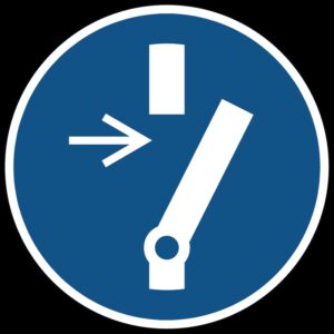 Vrijschakelen voor onderhoud of herstelling gebods- Ø 100 mm - Kunststof bord