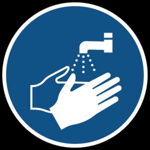 Handen wassen verplicht gebods- Ø 100 mm - Kunststof bord