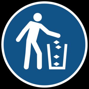 Gebruik de vuilnisbak gebods- Ø 100 mm - Kunststof bord