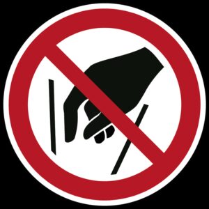 Verboden in vergaarbak te grijpen - Ø 100 mm - Kunststof bord
