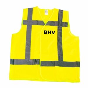 RWS veiligheidshesje BHV op rug en borst geel - RWS veiligheidshesje BHV op rug en borst geel