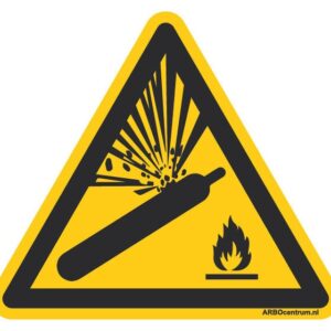 Waarschuwingsbord gasflessen - 100 mm breed