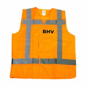 RWS veiligheidshesje BHV op rug en borst oranje - RWS veiligheidshesje BHV op rug en borst oranje
